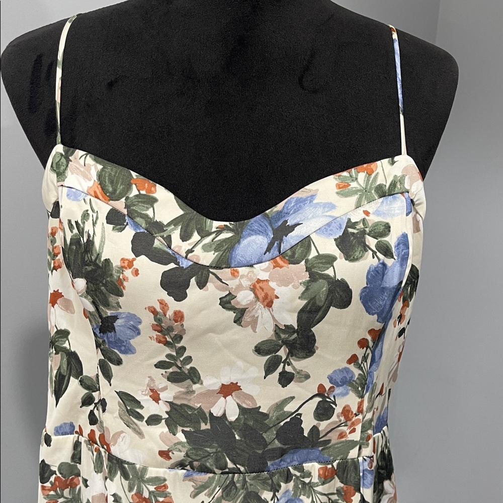 Abercrombie & Fitch Camille Dress cream blue green floral print size Large women - Picture 4 of 16